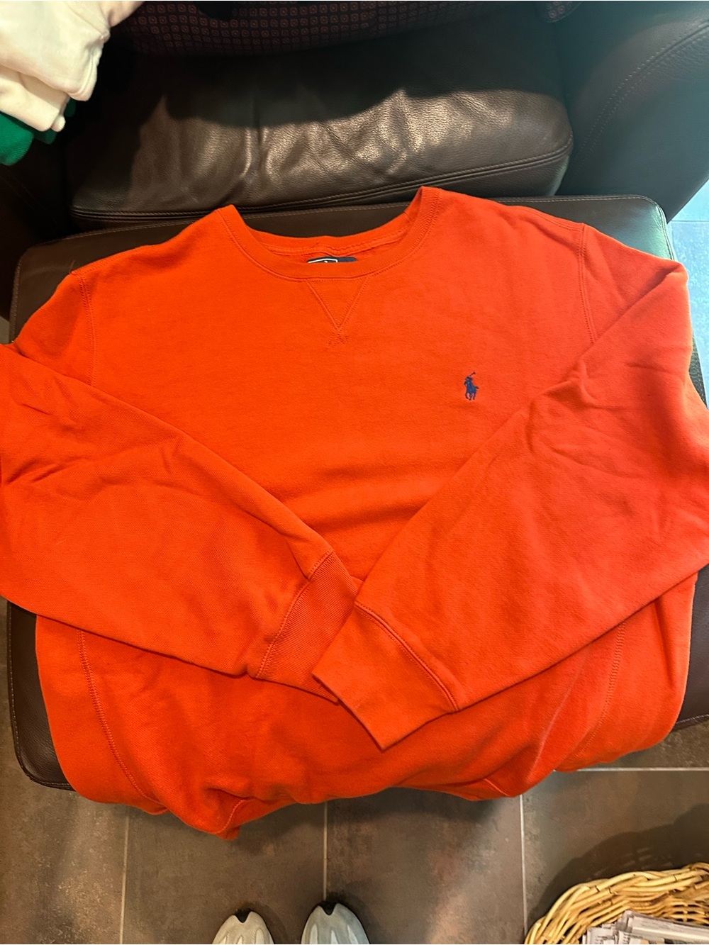 Polo by Ralph Lauren Orange Crewneck Sweatshirt with Navy Pony